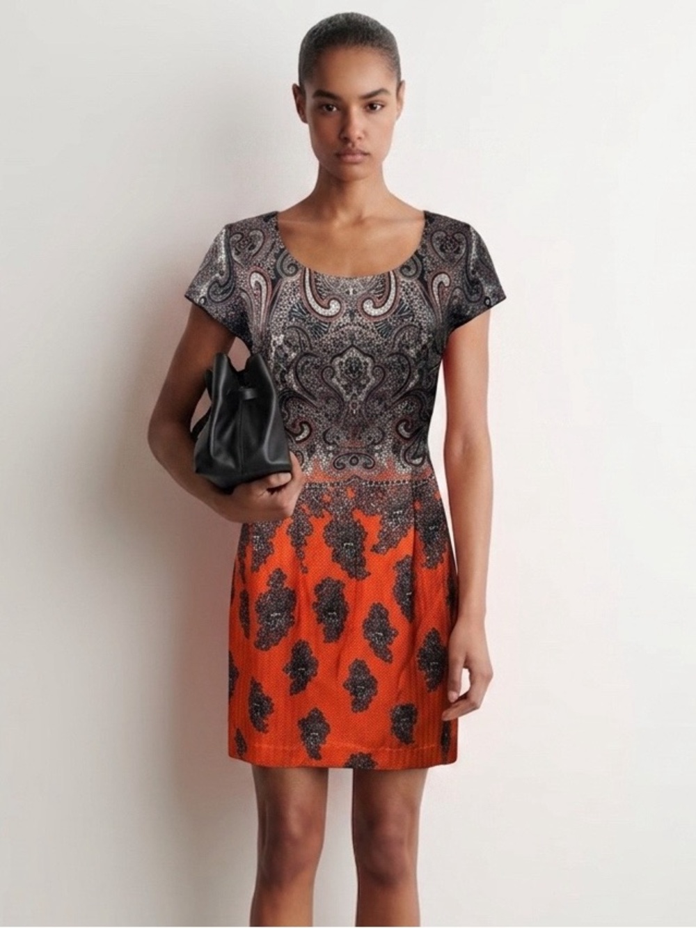 CLUB MONACO Women's Silk-Wool Short Sleeve Paisley Mini Dress - Sz 2 [Small]